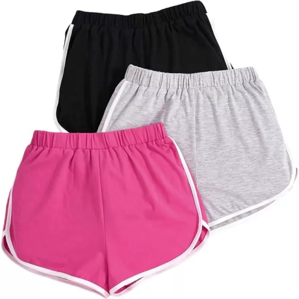 SweatyRocks Girl's 3 Pack Athletic Shorts Active Running Dolphin Shorts