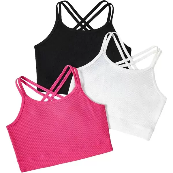 SweatyRocks Girl's 3 Piece Round Neck Slim Fit Tank Top Cut Out Sleeveless Vest Tops