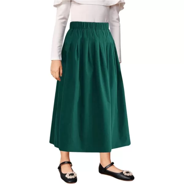SweatyRocks Girl's A Line Skirts High Elastic Waisted Pleated Swing Maxi Skirt