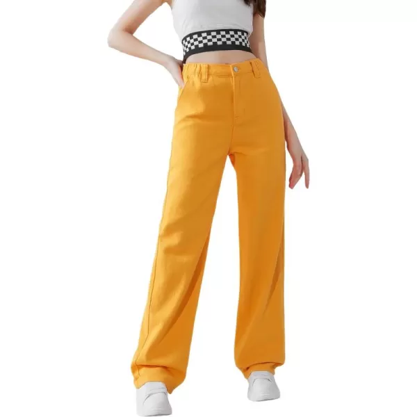 SweatyRocks Girl's Casual High Waisted Straight Leg Jeans Plain Denim Pants with Pocket