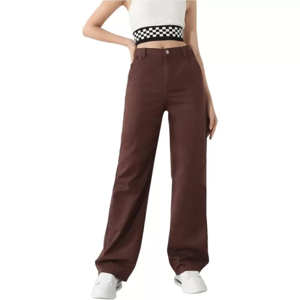 SweatyRocks Girl's Casual High Waisted Straight Leg Jeans Plain Denim Pants with Pocket