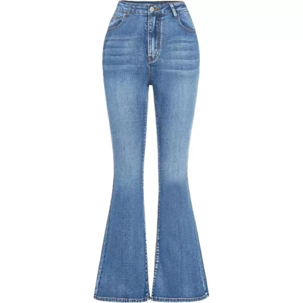 SweatyRocks Girl's Casual High Waisted Zip Up Jeans Solid Flare Leg Stretch Denim Pants