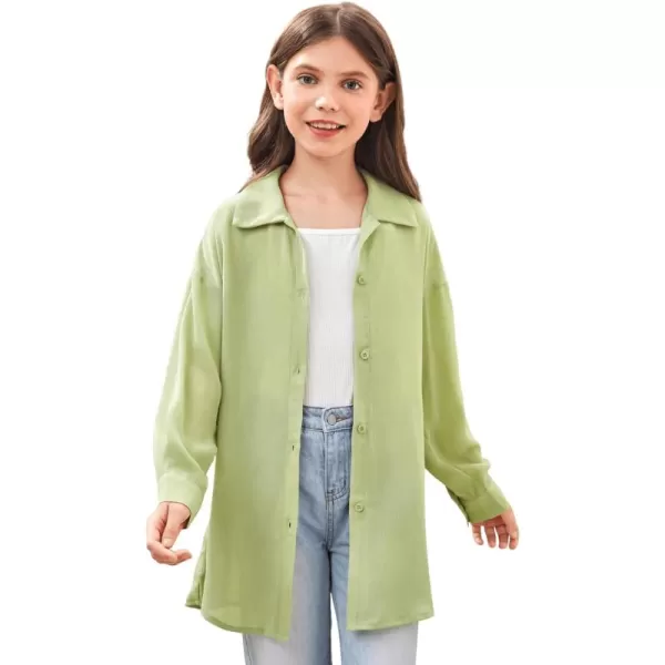 SweatyRocks Girl's Casual Long Sleeve Button Down Shirt Drop Shoulder Summer Blouse Top