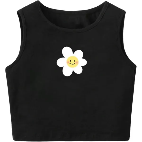 SweatyRocks Girl's Cute Cartoon Print Crew Neck Tank Top Casual Sleeveless Cami Tops