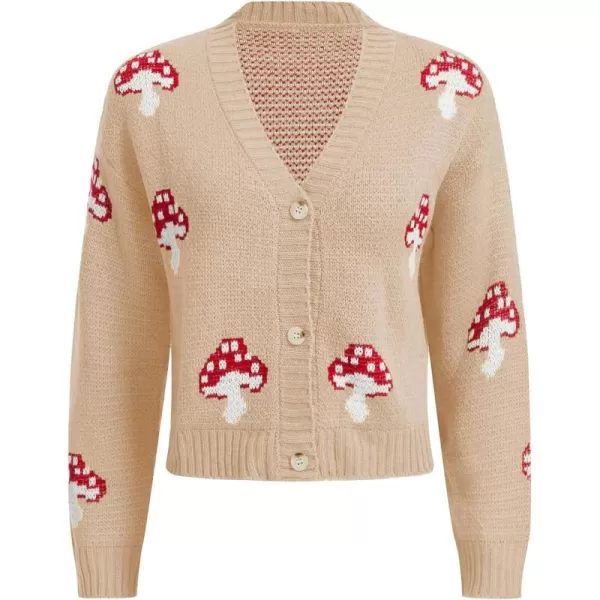 SweatyRocks Girl's Cute Graphic Print V Neck Sweater Button Down Knitted Cardigan Top