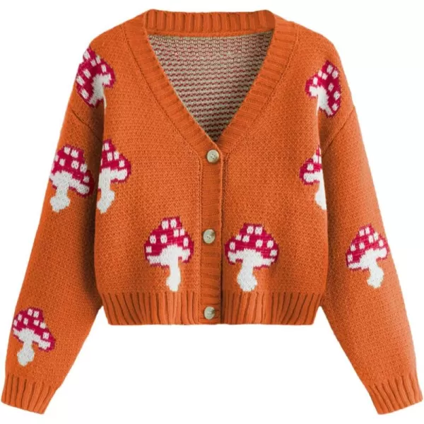 SweatyRocks Girl's Cute Graphic Print V Neck Sweater Button Down Knitted Cardigan Top