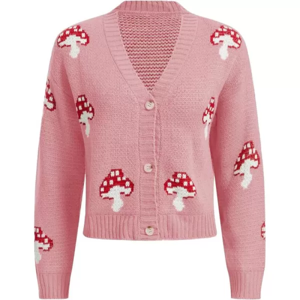 SweatyRocks Girl's Cute Graphic Print V Neck Sweater Button Down Knitted Cardigan Top