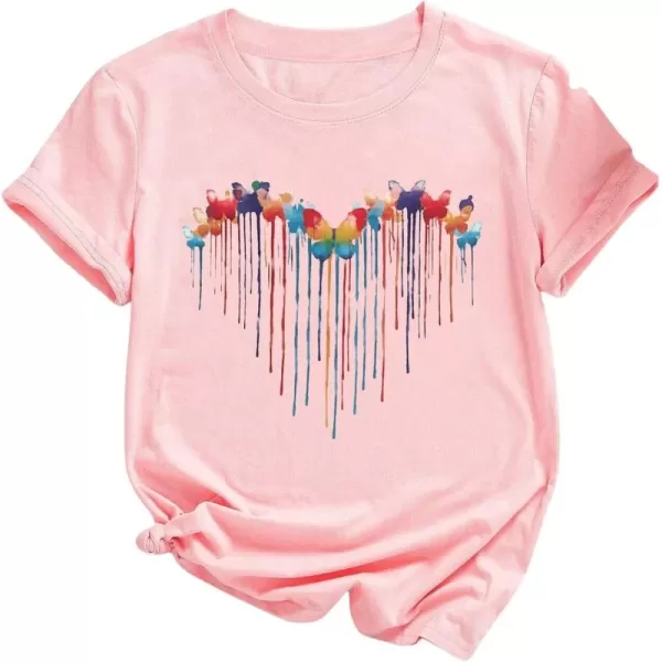 SweatyRocks Girl's Cute Short Sleeve Round Neck Graphic Tee Casual Pullover T Shirt