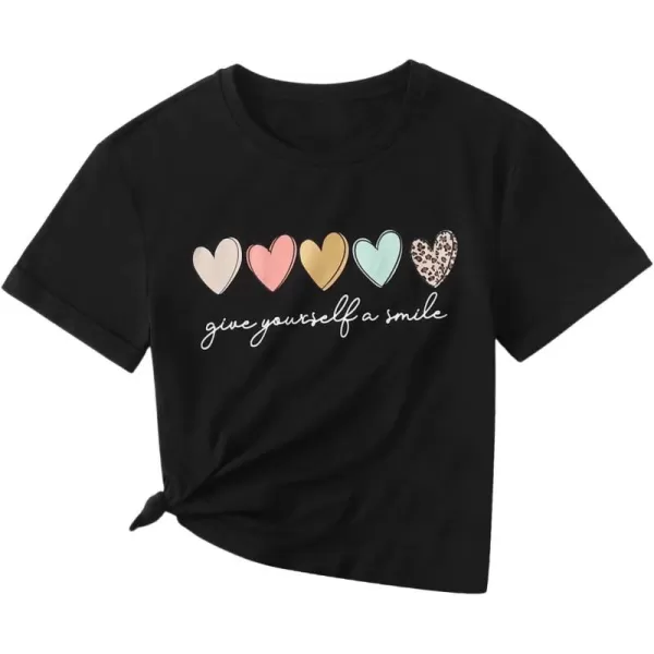 SweatyRocks Girl's Cute Short Sleeve Round Neck Graphic Tee Casual Pullover T Shirt