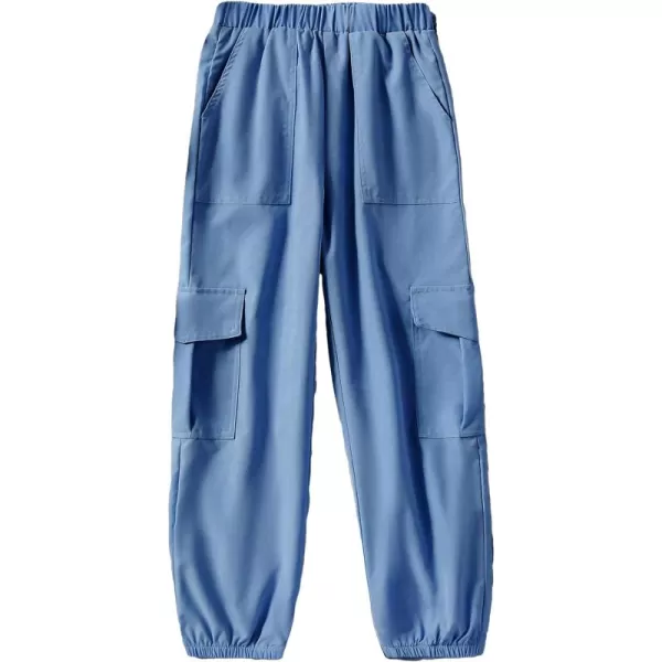 SweatyRocks Girl's Elastic Waist Flap Pocket Cargo Pants Casual Solid Joggers Pants