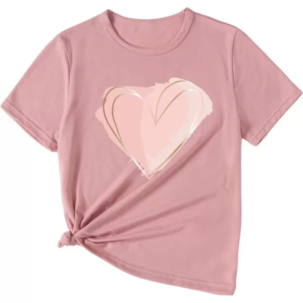 SweatyRocks Girl's Graphic Patterned T Shirt Scoop Neck Short Sleeve T Shirts