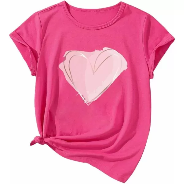 SweatyRocks Girl's Graphic Patterned T Shirt Scoop Neck Short Sleeve T Shirts