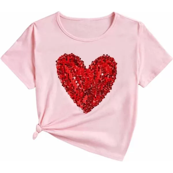 SweatyRocks Girl's Graphic Print Contrast Sequin T Shirt Scoop Neck Short Sleeve Tee Tops