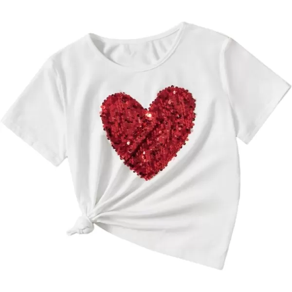 SweatyRocks Girl's Graphic Print Contrast Sequin T Shirt Scoop Neck Short Sleeve Tee Tops