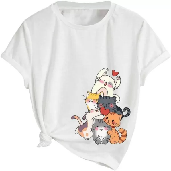 SweatyRocks Girl's Graphic Print Short Sleeve T Shirt Casual Round Neck Tee Tops