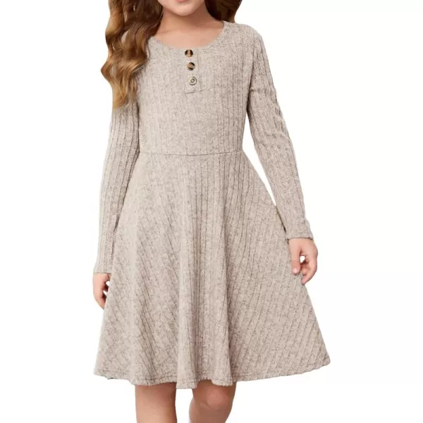 SweatyRocks Girl's Long Sleeve Mock Neck Dress Casual Knit Flared Short Dresses