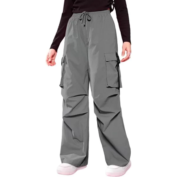 SweatyRocks Girl's Ruched Drawstring Waist Cargo Pants Straight Leg Trousers with Pocket