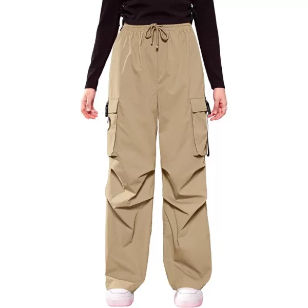 SweatyRocks Girl's Ruched Drawstring Waist Cargo Pants Straight Leg Trousers with Pocket