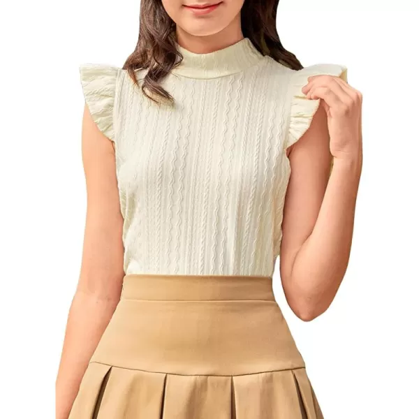 SweatyRocks Girl's Ruffle Cap Sleeve Solid Tank Top Mock Neck Summer Cami Tops