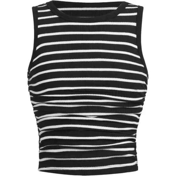 SweatyRocks Girl's Striped Print Slim Fit Tank Top Sleeveless Crew Neck Summer Vest Top