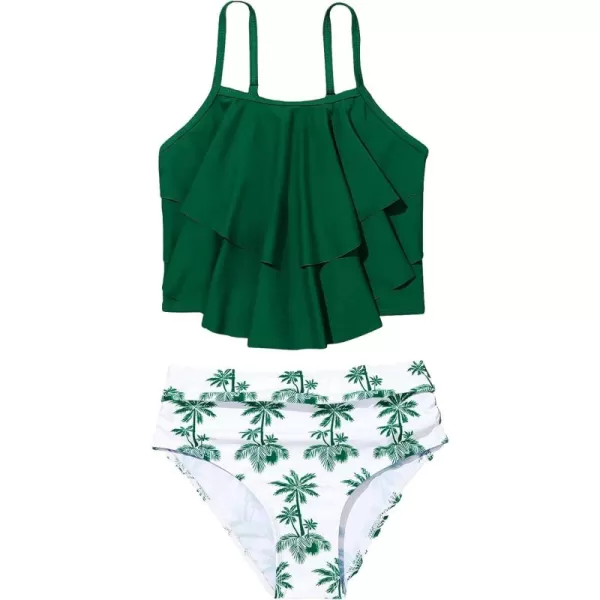 SweatyRocks Girl's Two Piece Swimsuit Graphic Print Ruffle Flounce Cute Bikini Set Bathing Suit