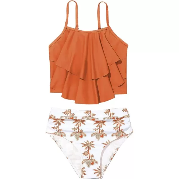 SweatyRocks Girl's Two Piece Swimsuit Graphic Print Ruffle Flounce Cute Bikini Set Bathing Suit