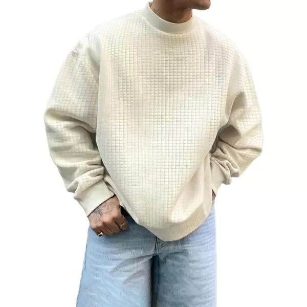 SweatyRocks Men's Knitted Mock Neck Drop Shoulder Sweatshirt Long Sleeve Pullover T Shirt