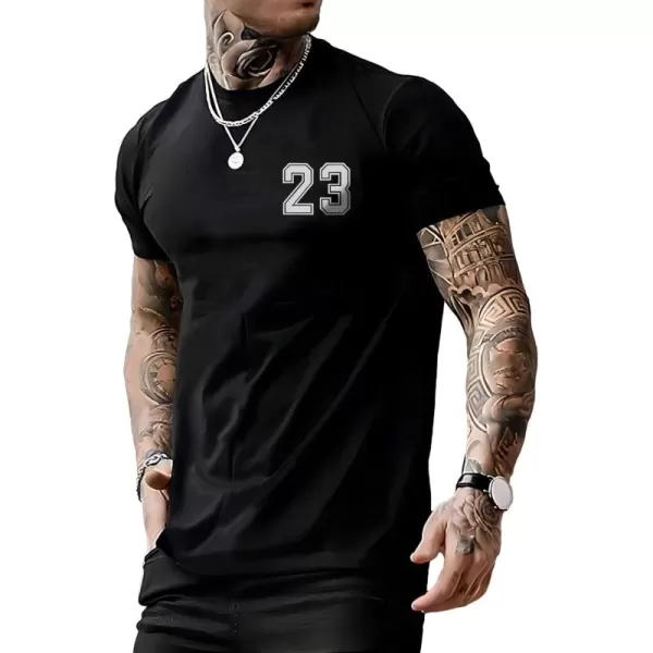 SweatyRocks Men's Letter Graphic Crewneck Tee Top Short Sleeve Summer T Shirts