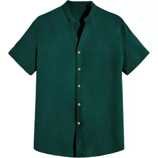 SweatyRocks Men's Notched V Neck Button Down Shirts Solid Short Sleeve Office Tops