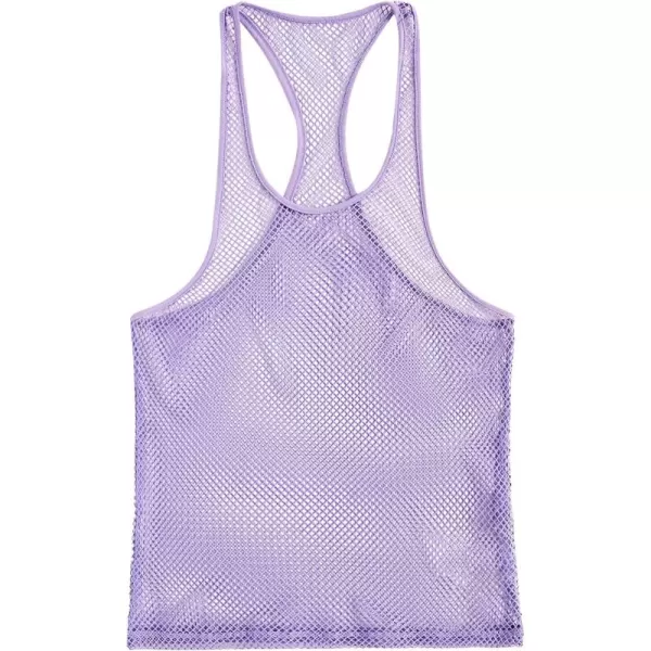 SweatyRocks Men's See Through Fishnet Tank Top Sleeveless Racerback Mesh Tops