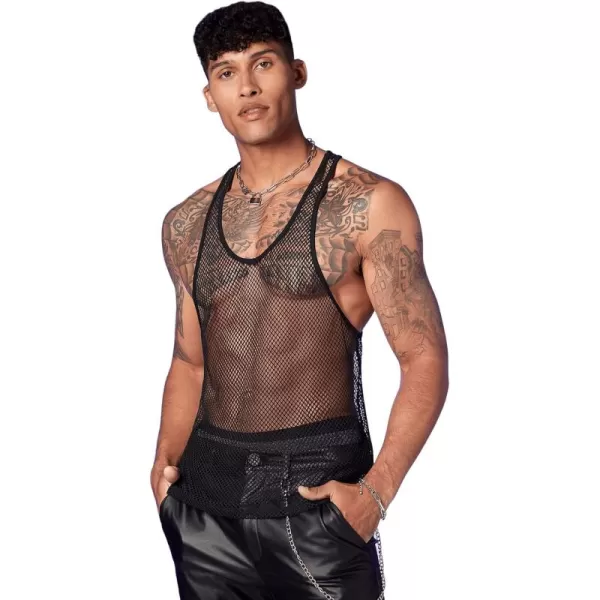 SweatyRocks Men's See Through Fishnet Tank Top Sleeveless Racerback Mesh Tops