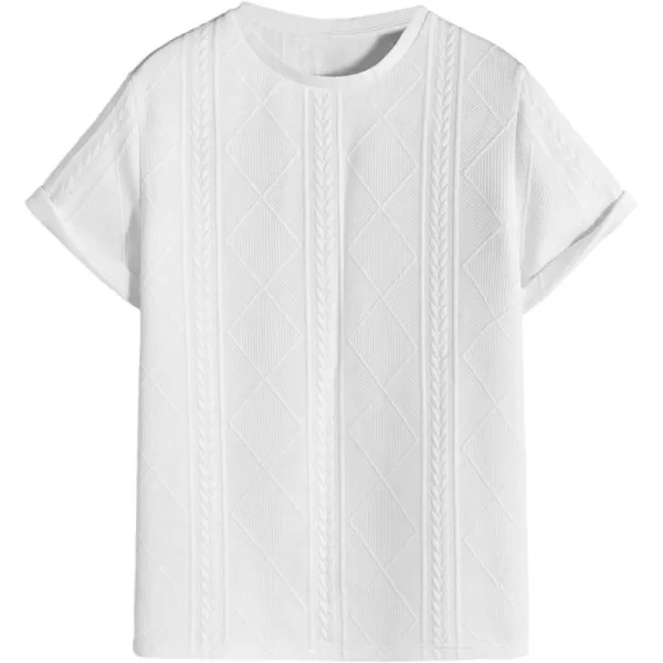 SweatyRocks Men's Solid Textured Round Neck T Shirt Casual Short Sleeve Tees Top