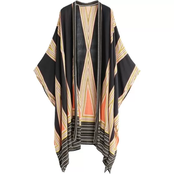 SweatyRocks Women Kimono Vintage Floral Beach Long Cover Up