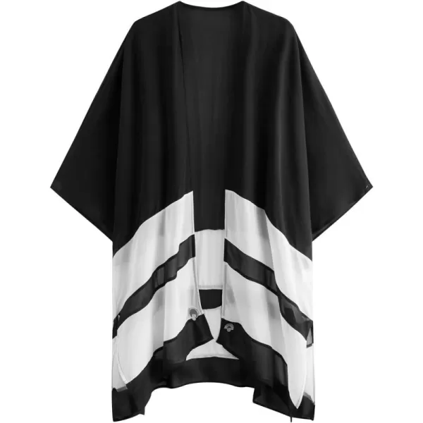 SweatyRocks Women Kimono Vintage Floral Beach Long Cover Up