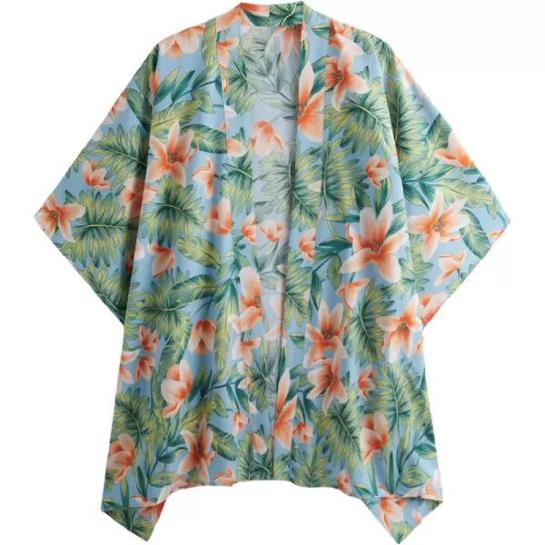 SweatyRocks Women Kimono Vintage Floral Beach Long Cover Up
