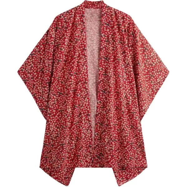 SweatyRocks Women Kimono Vintage Floral Beach Long Cover Up