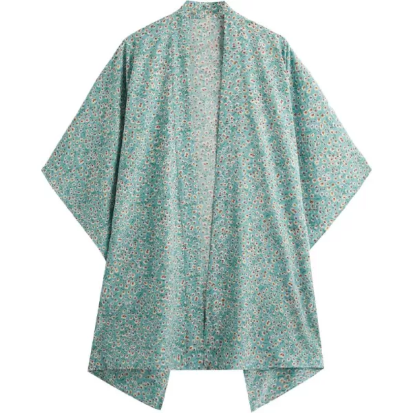 SweatyRocks Women Kimono Vintage Floral Beach Long Cover Up