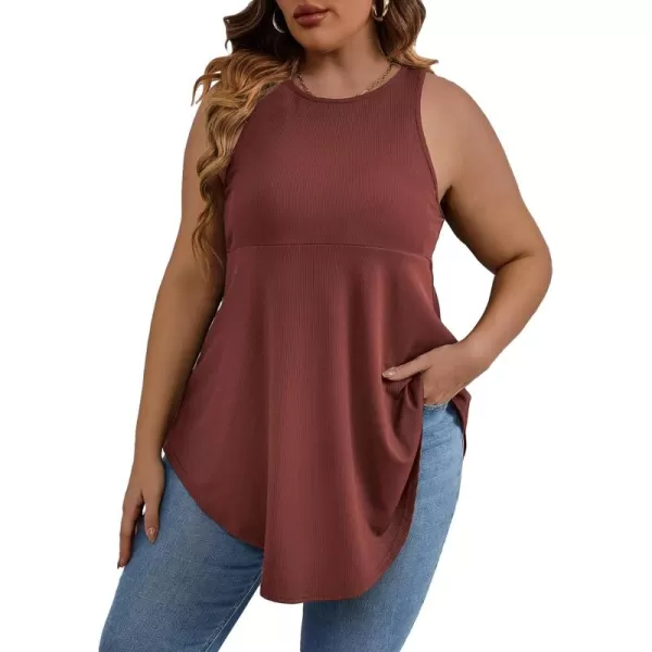 SweatyRocks Women' Loose Sleeveless Solid Color Casual Plain Tank Tops Plus Size Curved Hem Workout Summer Tee Tops