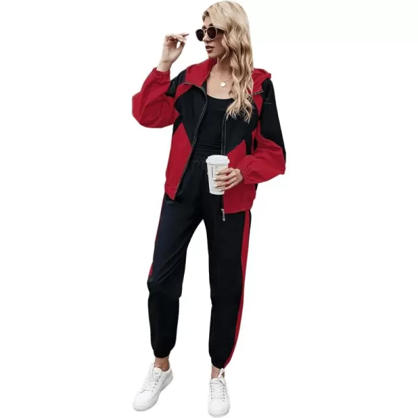 SweatyRocks Women's 2 Piece Outfits Long Sleeve Full Zip Jacket and Pants Tracksuit Set