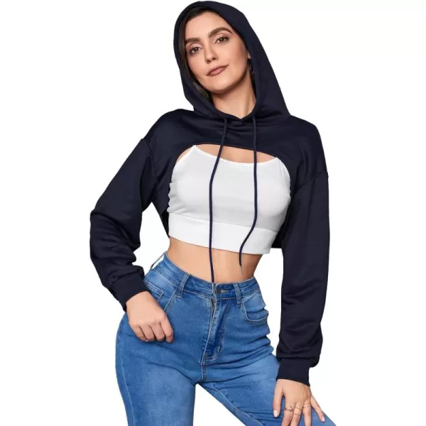 SweatyRocks Women's 2 Piece Outfits Long Sleeve Pullover Crop Top Sweatshirts Hoodie And Cami Tank Top Set