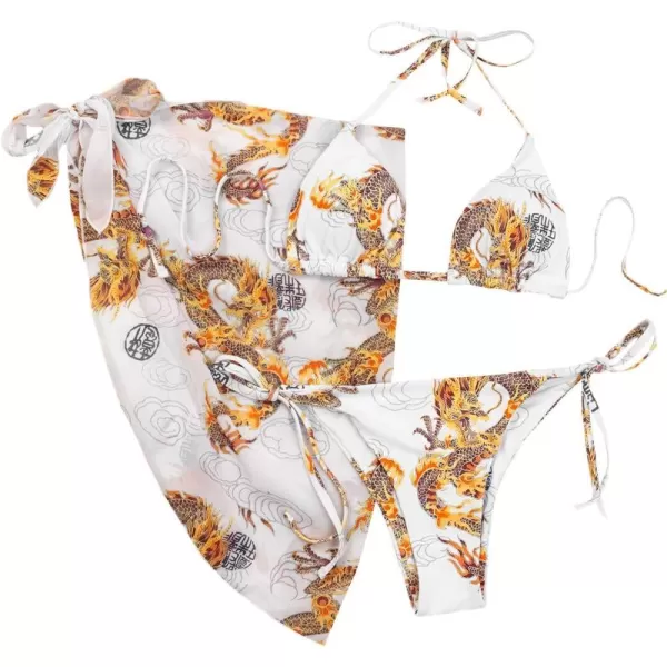 SweatyRocks Women's 3 Piece Swimsuit Halter Triangle Bra Bikini Set with Skirt