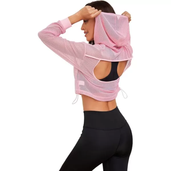 SweatyRocks Women's Activewear Long Sleeve Hollow Out Drawstring Hooded Sweatshirt Sports Crop Top