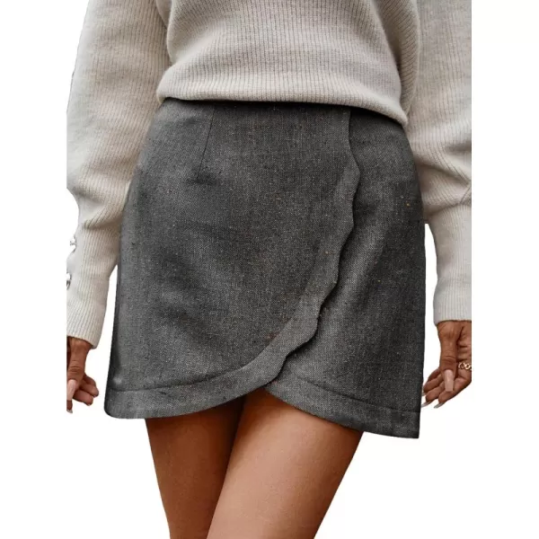 SweatyRocks Women's Asymmetrical Wrap Hem High Waist Skirt Zipper Mini Skirts