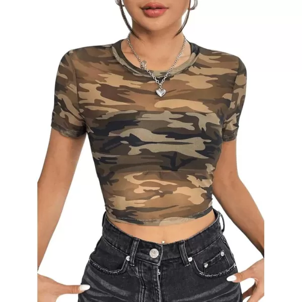 SweatyRocks Women's Basic Short Sleeve Scoop Neck Crop Top Casual Tee Tops