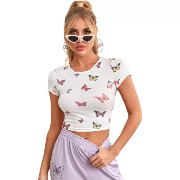 SweatyRocks Women's Basic Short Sleeve Scoop Neck Crop Top Casual Tee Tops
