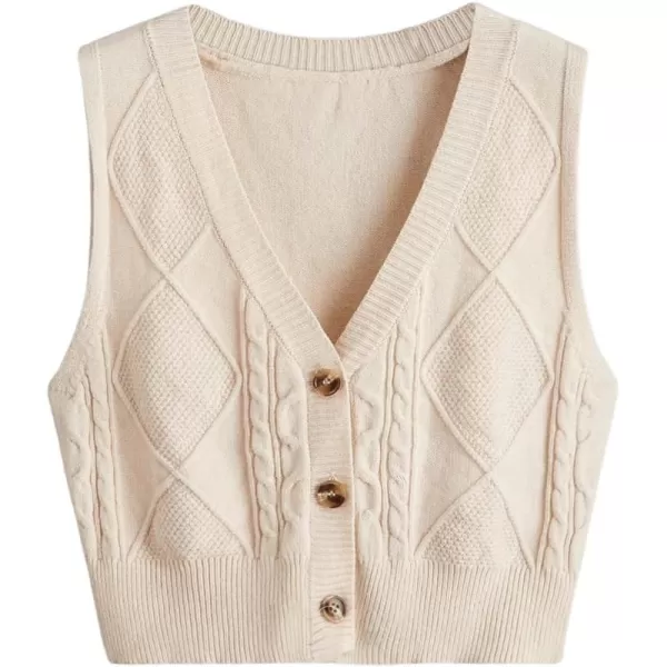 SweatyRocks Women's Basic Sleeveless V Neck Button Front Sweater Vest Knitted Cardigan