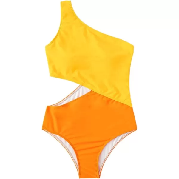 SweatyRocks Women's Bathing Suits One Shoulder Cutout One Piece Swimsuit Swimwear Monokini