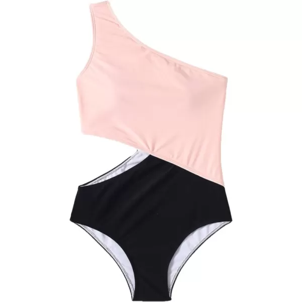 SweatyRocks Women's Bathing Suits One Shoulder Cutout One Piece Swimsuit Swimwear Monokini