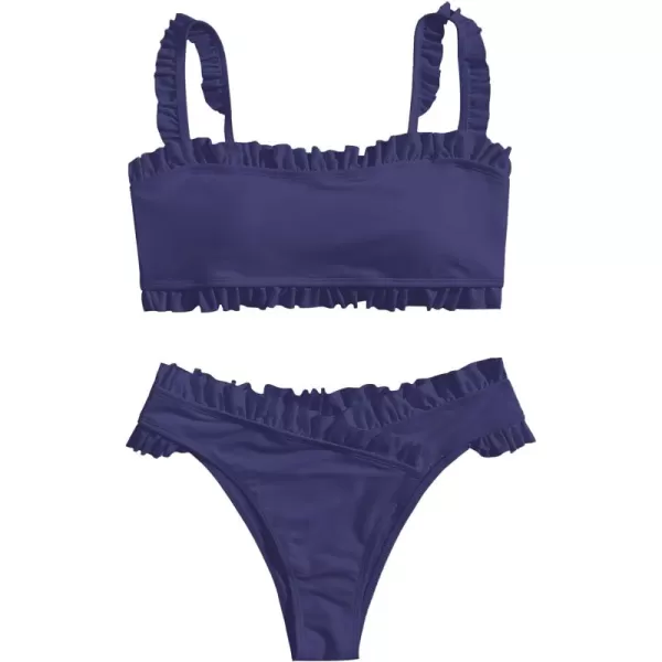 SweatyRocks Women's Bathing Suits Spaghetti Strap Ruffle Wrap Bikini Set Two Piece Swimsuits