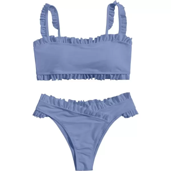 SweatyRocks Women's Bathing Suits Spaghetti Strap Ruffle Wrap Bikini Set Two Piece Swimsuits